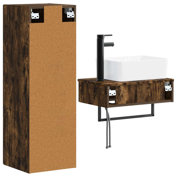 Set de mobilier pentru baie 2 buc. Stejar fumuriu WALTI