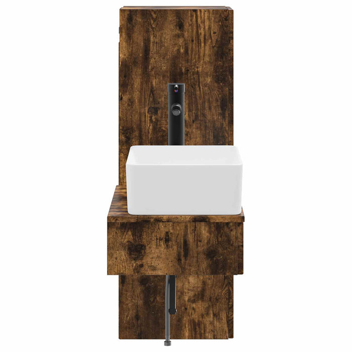 Set de mobilier pentru baie 2 buc. Stejar fumuriu WALTI