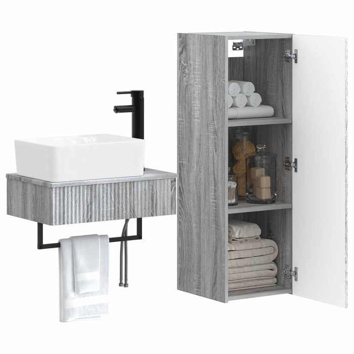 Set de mobilier pentru baie 2 buc. Sonoma gri WALTI