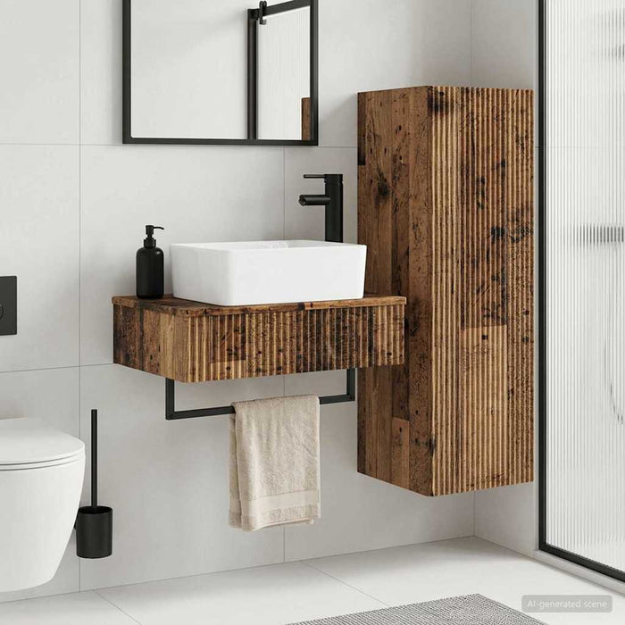 Set de mobilier pentru baie 2 buc. Lemn vechi WALTI