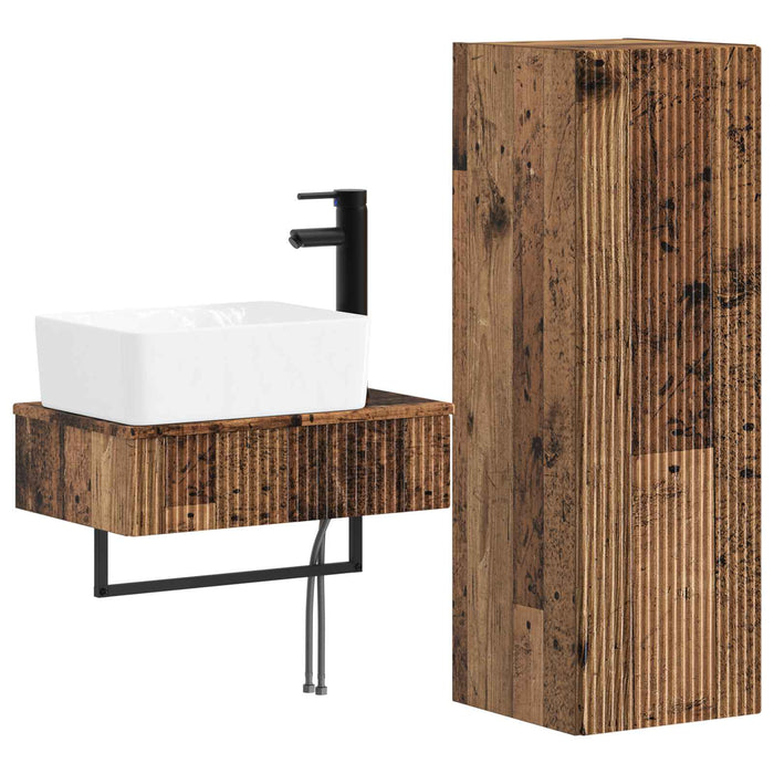 Set de mobilier pentru baie 2 buc. Lemn vechi WALTI