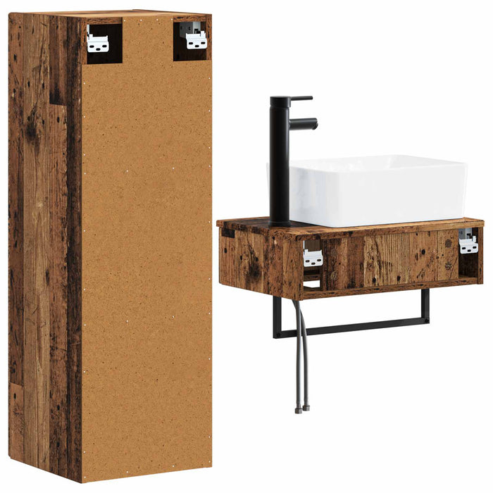 Set de mobilier pentru baie 2 buc. Lemn vechi WALTI