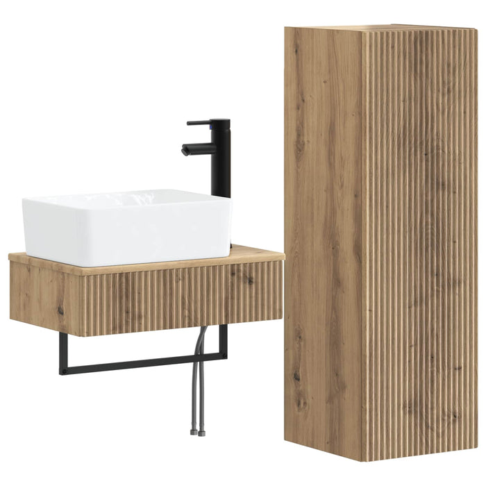 Set de mobilier pentru baie 2 buc. Stejar Artizanal WALTI