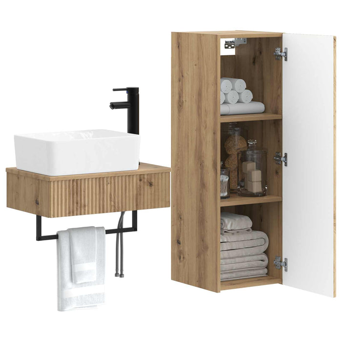 Set de mobilier pentru baie 2 buc. Stejar Artizanal WALTI