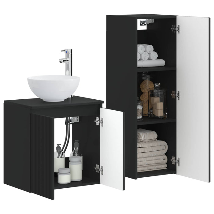 Set de mobilier pentru baie 2 buc. Negru 33 x 34,5 x 100 cm WALTI