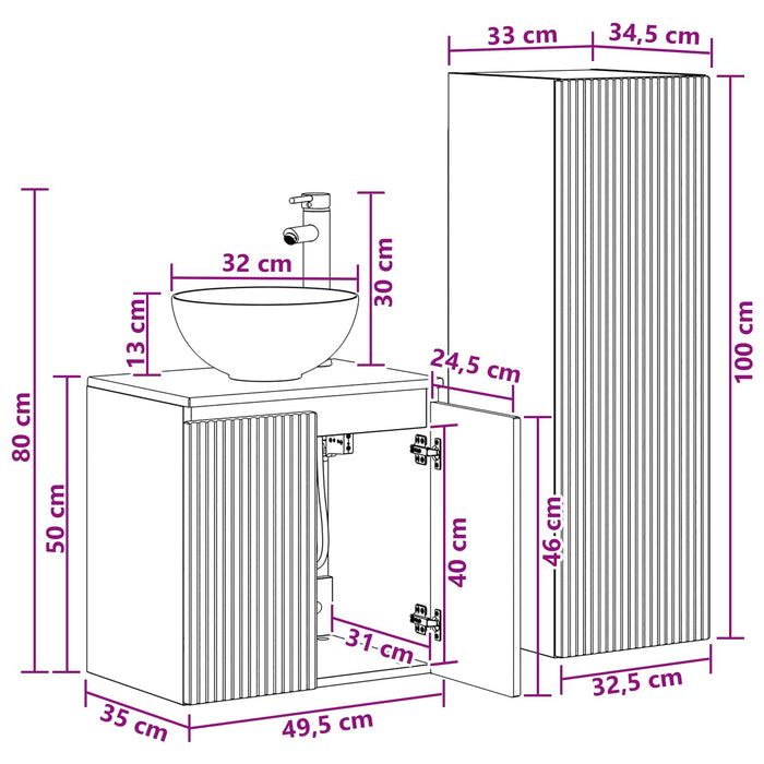 Set de mobilier pentru baie 2 buc. Stejar Sonoma WALTI