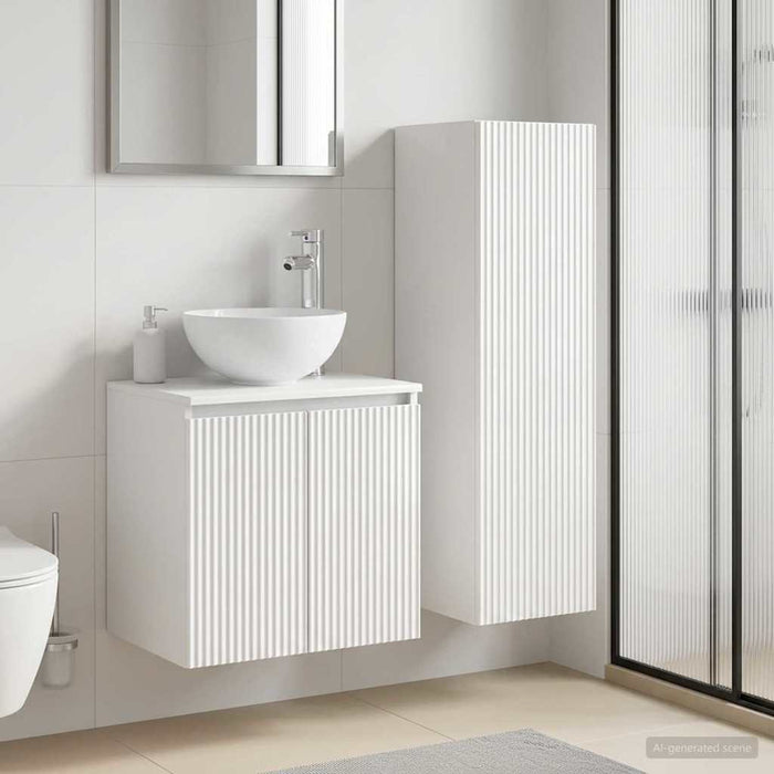Set de mobilier pentru baie 2 buc. Alb foarte lucios WALTI