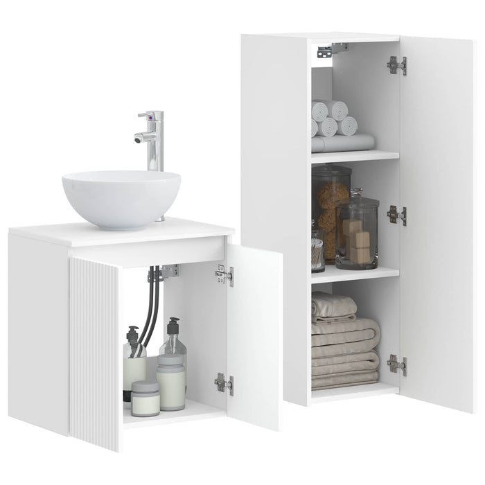 Set de mobilier pentru baie 2 buc. Alb foarte lucios WALTI