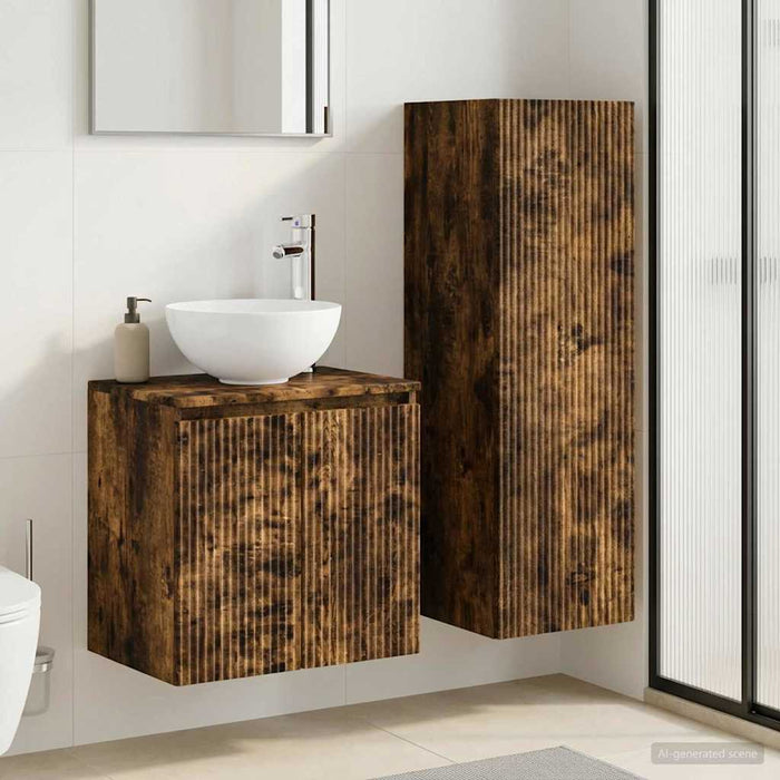 Set de mobilier pentru baie 2 buc. Stejar fumuriu WALTI