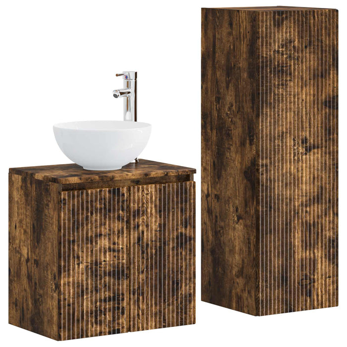 Set de mobilier pentru baie 2 buc. Stejar fumuriu WALTI