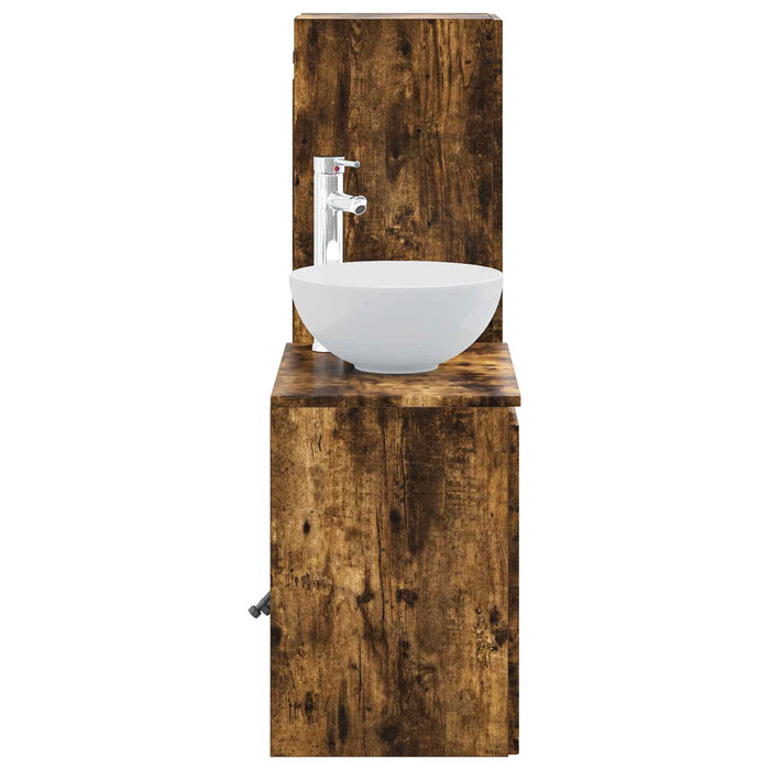 Set de mobilier pentru baie 2 buc. Stejar fumuriu WALTI