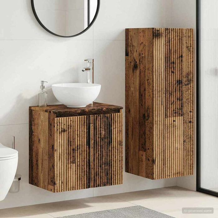 Set de mobilier pentru baie 2 buc. Lemn vechi WALTI