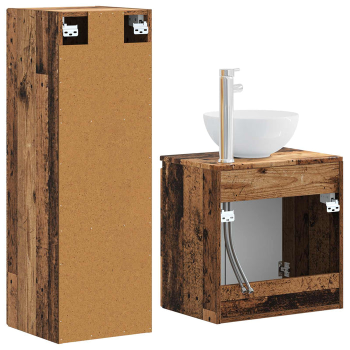 Set de mobilier pentru baie 2 buc. Lemn vechi WALTI