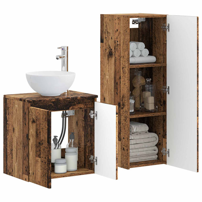 Set de mobilier pentru baie 2 buc. Lemn vechi WALTI