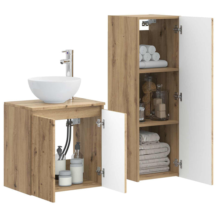 Set de mobilier pentru baie 2 buc. Stejar Artizanal WALTI