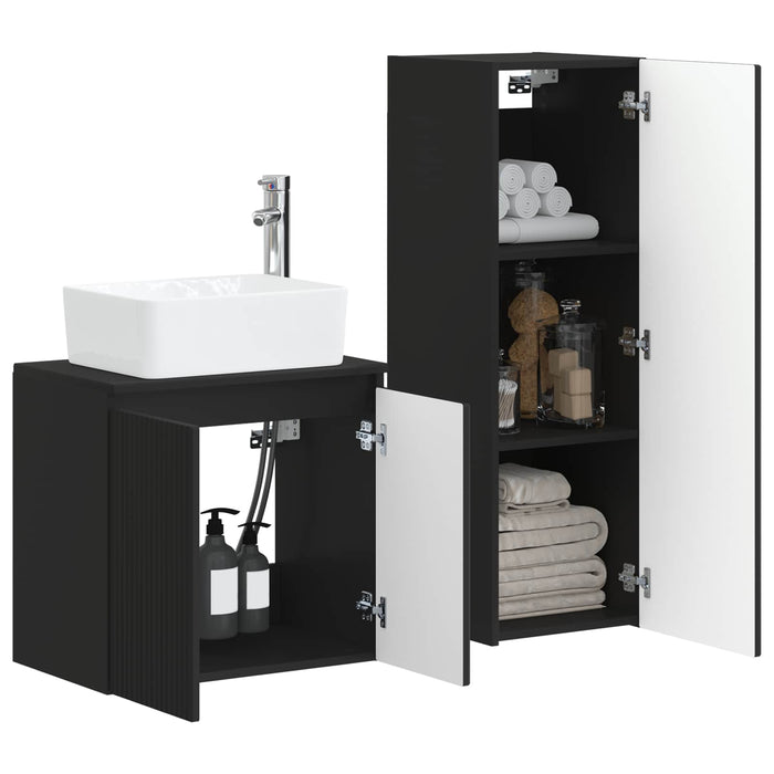 Set de mobilier pentru baie 2 buc. Negru 33 x 34,5 x 100 cm WALTI