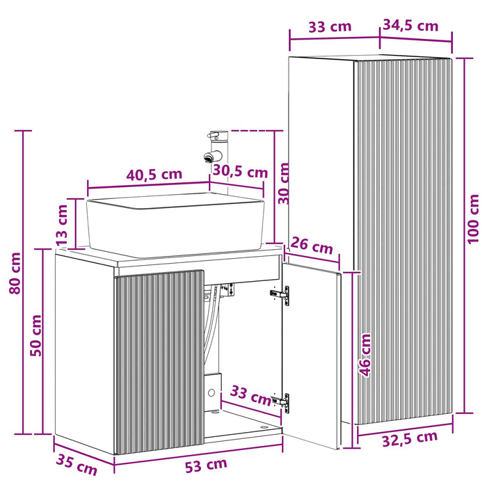 Set de mobilier pentru baie 2 buc. Stejar Sonoma WALTI