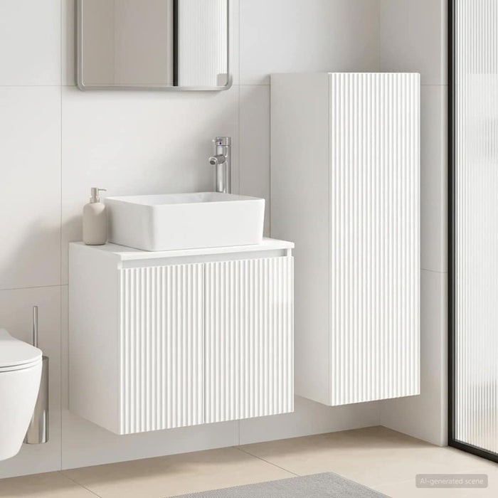 Set de mobilier pentru baie 2 buc. Alb foarte lucios WALTI