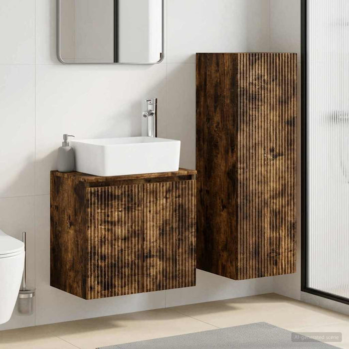 Set de mobilier pentru baie 2 buc. Stejar fumuriu WALTI