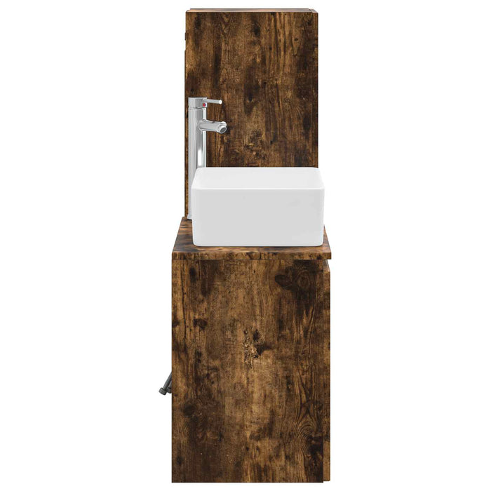 Set de mobilier pentru baie 2 buc. Stejar fumuriu WALTI