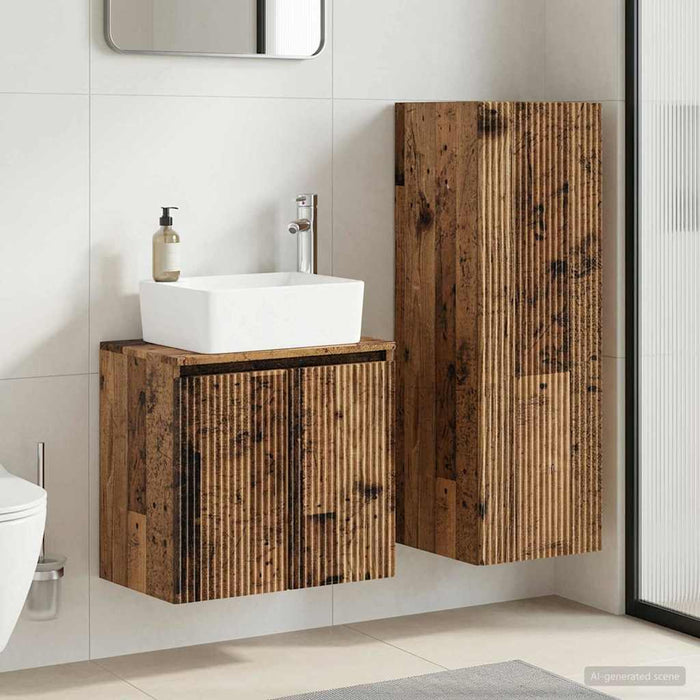 Set de mobilier pentru baie 2 buc. Lemn vechi WALTI