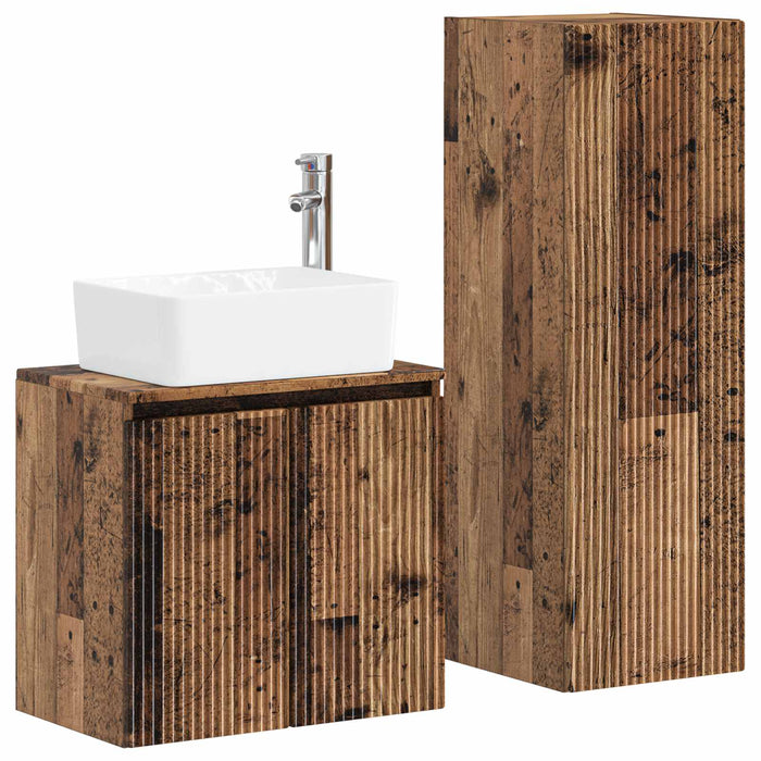 Set de mobilier pentru baie 2 buc. Lemn vechi WALTI