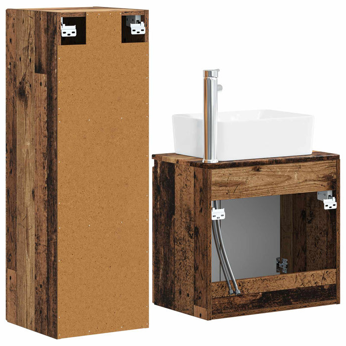 Set de mobilier pentru baie 2 buc. Lemn vechi WALTI