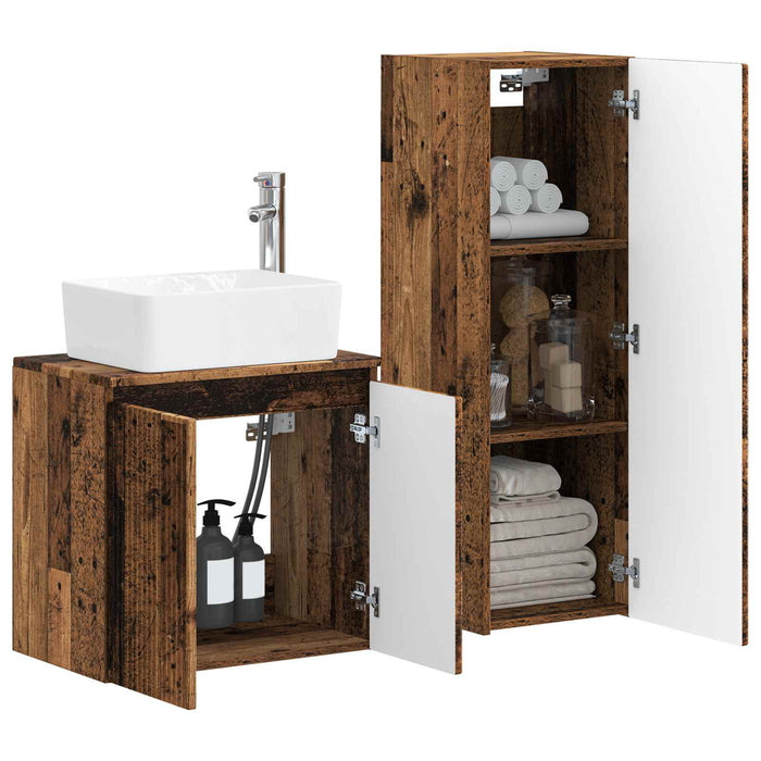 Set de mobilier pentru baie 2 buc. Lemn vechi WALTI