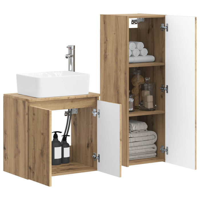 Set de mobilier pentru baie 2 buc. Stejar Artizanal WALTI