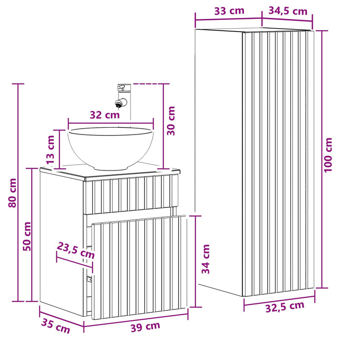 Set de mobilier pentru baie 2 buc. Alb 33 x 34,5 x 100 cm WALTI