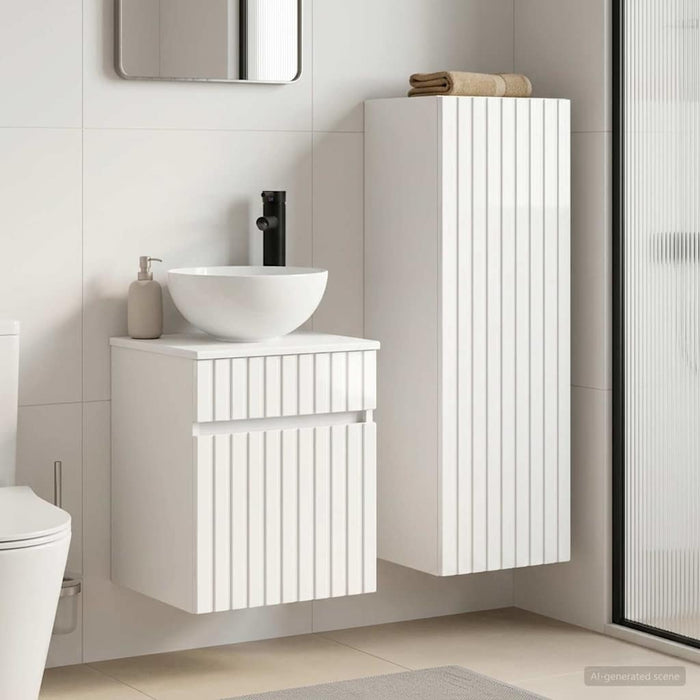 Set de mobilier pentru baie 2 buc. Alb foarte lucios WALTI