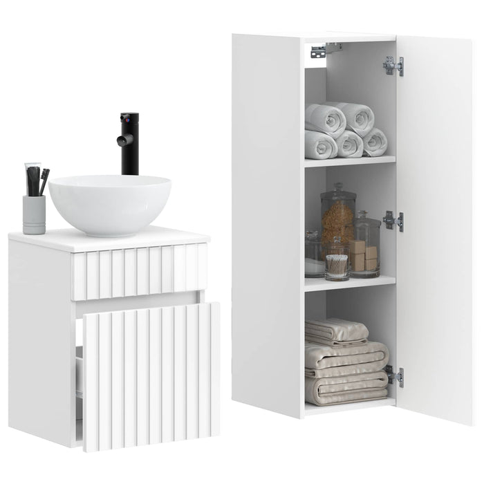 Set de mobilier pentru baie 2 buc. Alb foarte lucios WALTI