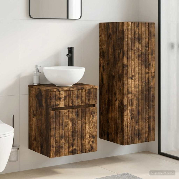 Set de mobilier pentru baie 2 buc. Stejar fumuriu WALTI