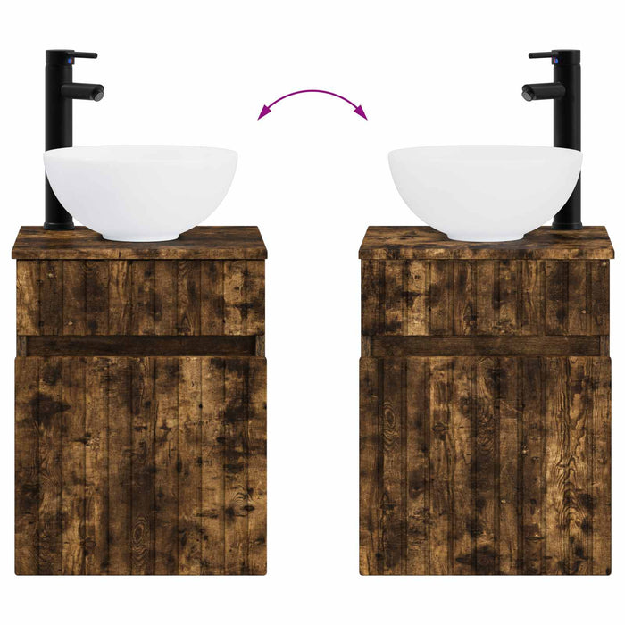 Set de mobilier pentru baie 2 buc. Stejar fumuriu WALTI