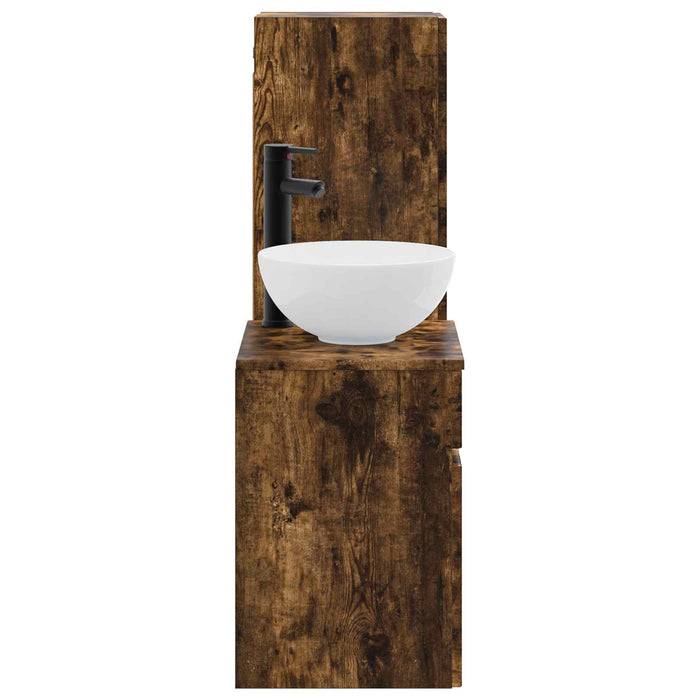 Set de mobilier pentru baie 2 buc. Stejar fumuriu WALTI