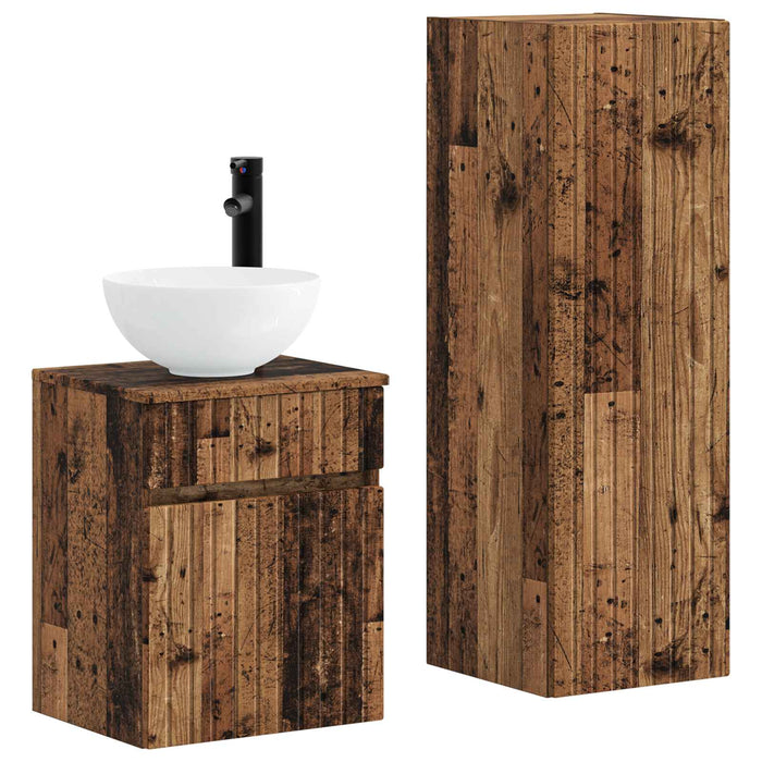Set de mobilier pentru baie 2 buc. Lemn vechi WALTI