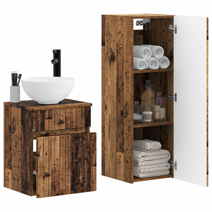 Set de mobilier pentru baie 2 buc. Lemn vechi WALTI