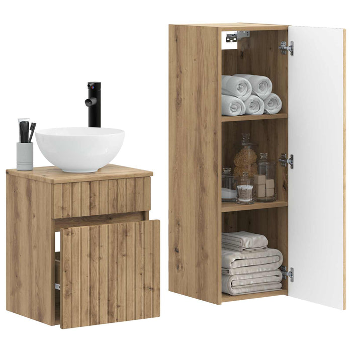 Set de mobilier pentru baie 2 buc. Stejar Artizanal WALTI