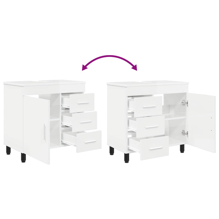 Unitate Vanity pentru Baie Alb foarte lucios 60 x 35 x 60 cm - WALTI WALTI