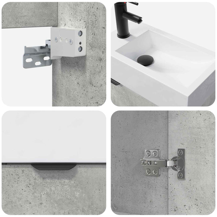 Unitate de baie cu robinet Gri Beton 45,5 x 22,5 x 84 cm - WALTI WALTI