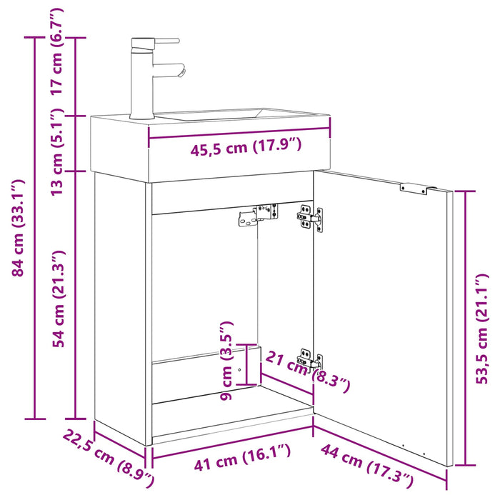 Unitate de baie cu robinet Sonoma gri 45,5 x 22,5 x 84 cm - WALTI WALTI