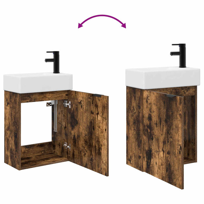 Unitate de baie cu robinet Stejar fumuriu 45,5 x 22,5 x 84 cm - WALTI WALTI