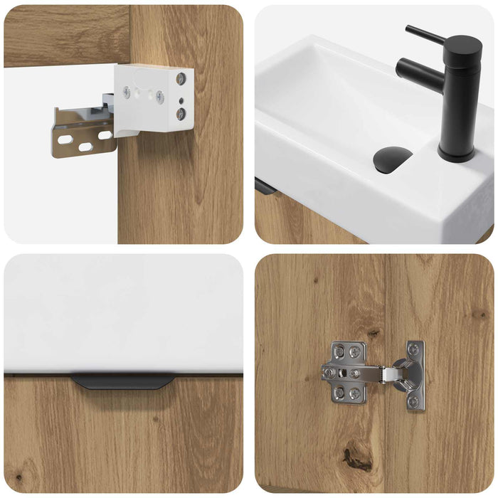 Unitate de baie cu robinet Stejar Artizanal 45,5 x 22,5 x 84 cm - WALTI WALTI