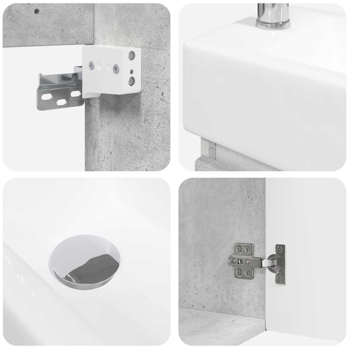 Unitate de baie cu robinet Gri Beton 45,5 x 22,5 x 84 cm - WALTI WALTI