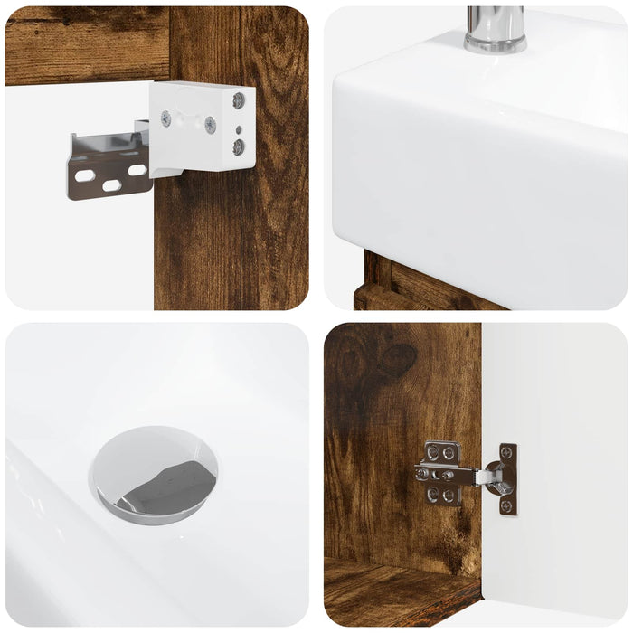 Unitate de baie cu robinet Stejar fumuriu 45,5 x 22,5 x 84 cm - WALTI WALTI