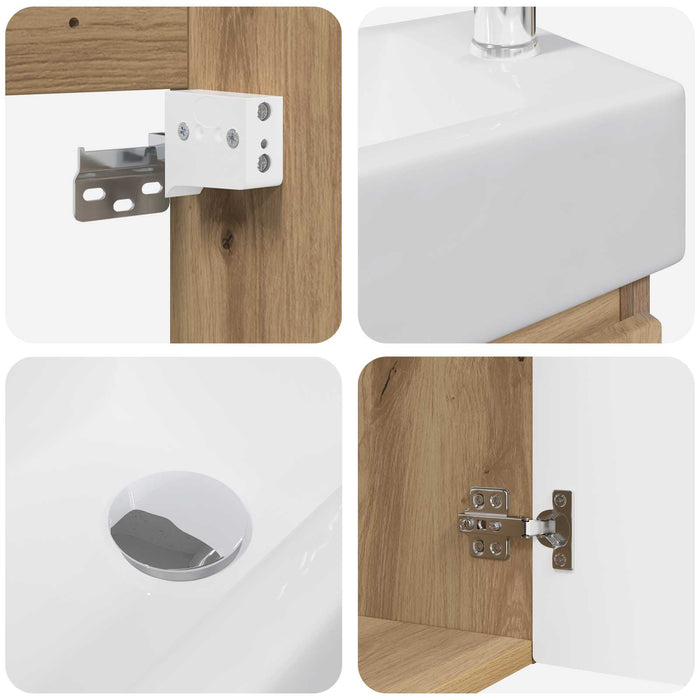 Unitate de baie cu robinet Stejar Artizanal 45,5 x 22,5 x 84 cm - WALTI WALTI