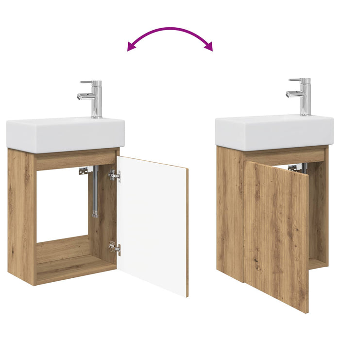 Unitate de baie cu robinet Stejar Artizanal 45,5 x 22,5 x 84 cm - WALTI WALTI