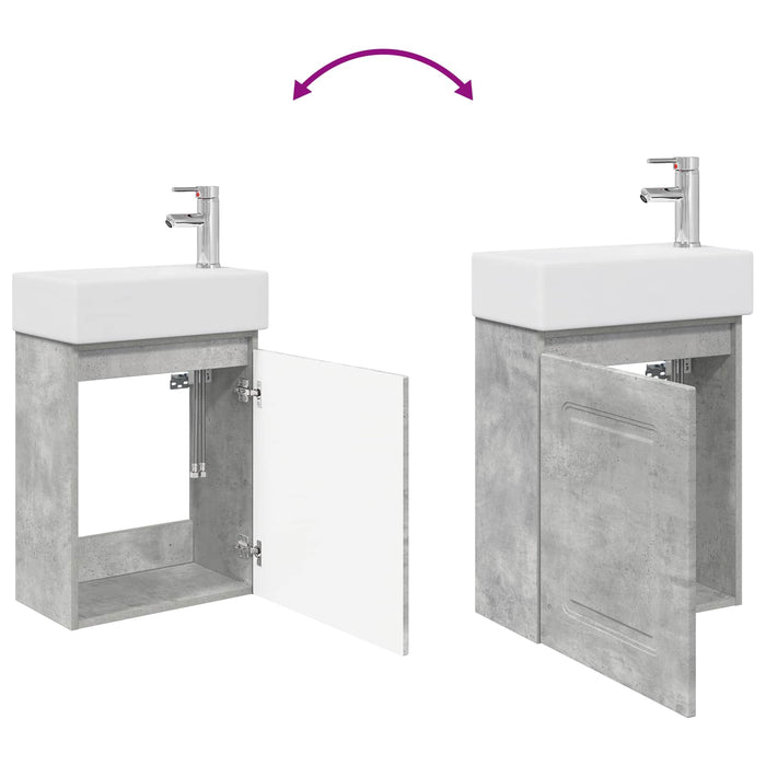 Unitate de baie cu robinet Gri Beton 45,5 x 22,5 x 84 cm - WALTI WALTI