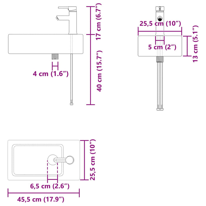 Unitate de baie cu robinet Stejar fumuriu 45,5 x 22,5 x 84 cm - WALTI WALTI