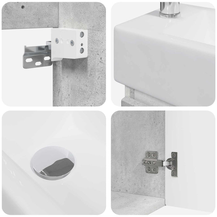 Unitate de baie cu robinet Gri Beton 45,5 x 25,5 x 84 cm - WALTI WALTI
